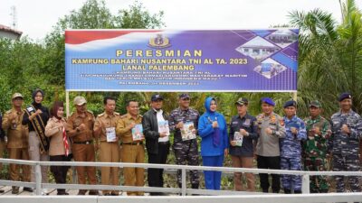 Resmikan Kampung Bahari Nusantara III, Danlanal Palembang Harapkan Sungsang II Jadi Contoh Keberhasilan