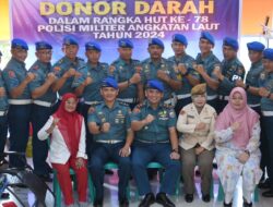 Peringati HUT Pomal ke-78, Denpomal Lanal Palembang Gelar Donor Darah
