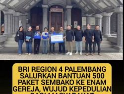 BRI Regional 4 Palembang Beri 500 Bantuan Sembako Ke 6 Gereja